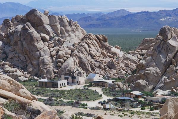 buildings nestled in granite outcrops