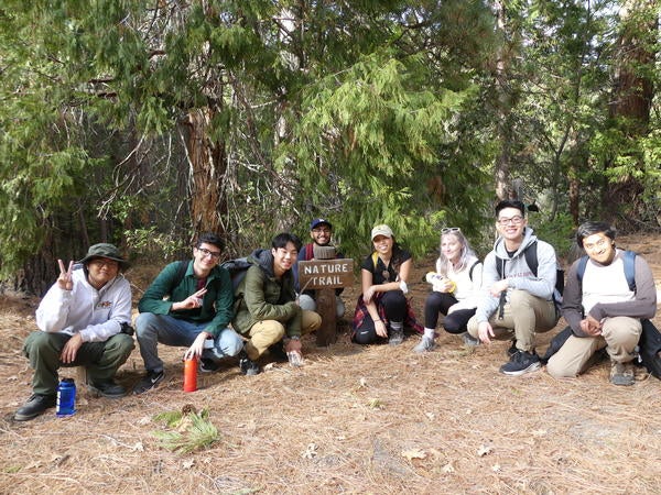 students on nature trail