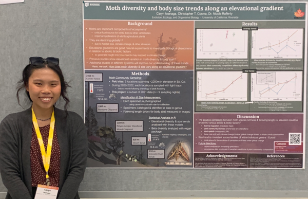 Woman next to scientific poster 