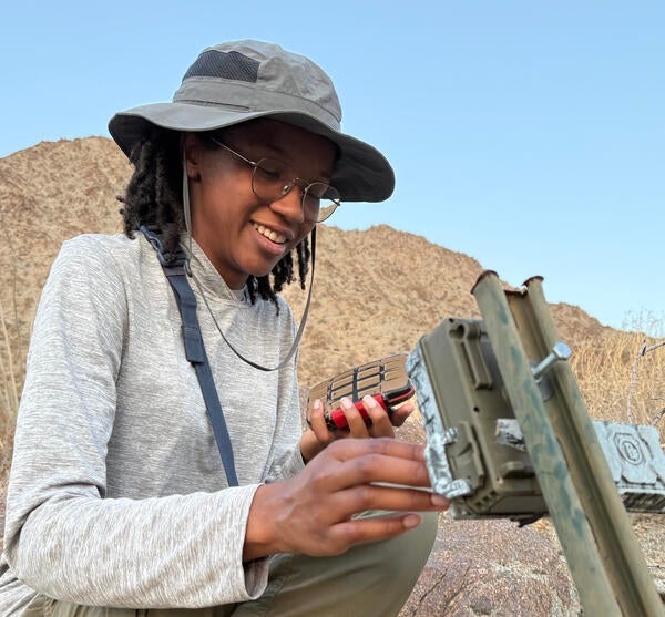 Intern working in the field at Boyd Deep Canyon Reserve
